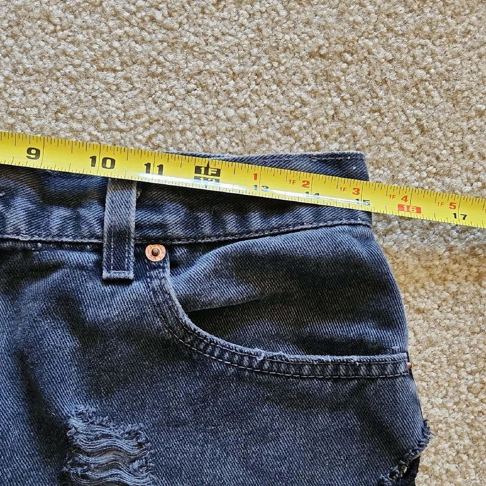 Furst of a Kind Reworked Levi's Dark Denim Distressed Shorts Mesh Sides Sz M